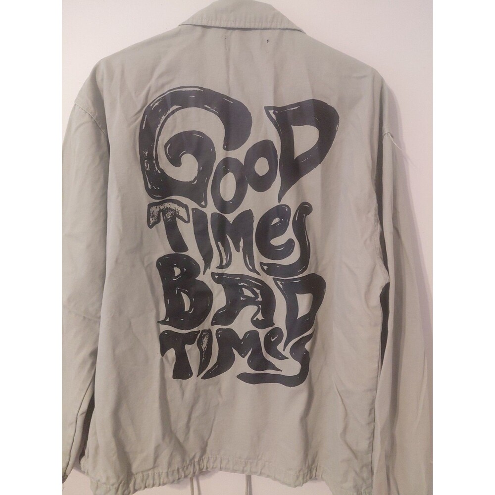 Good Times Bad Vibes Coach Jacket Men’s Large Olive Graphic Streetwear